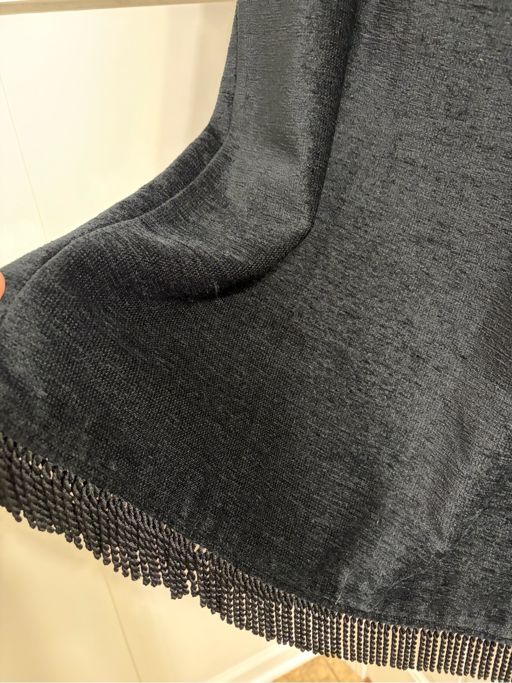 Vintage Indigo Moon Black Chenille Black Midi Skirt Fringe Hem L Artsy Boho - Picture 5 of 10